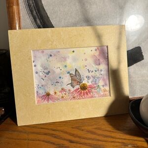 Butterfly Bliss Watercolor Art in Cream Mat Frame